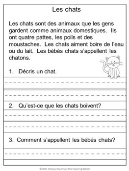 French Reading Prehension Passages & Questions