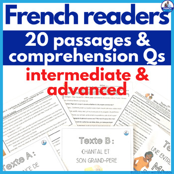 Preview of French Reading Comprehension Passages & Qs Intermediate & Advanced Grammar