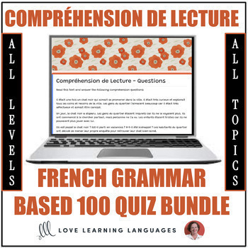 Preview of French Reading Comprehension Quiz Bundle - ALL LEVELS - Digital and Printable