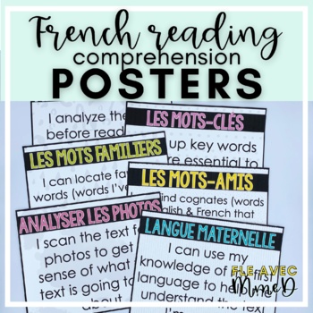 Preview of Novice French Reading Comprehension Strategy posters for Beginner French