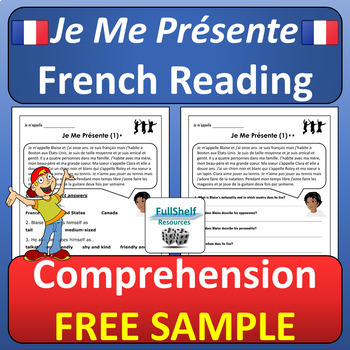 Preview of French Reading Comprehension Worksheet Je Me Présente Tout Sur Moi FREEBIE FSL