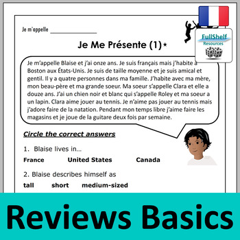 French Reading Comprehension Worksheet Je Me Presente Freebie Tpt