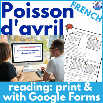 Preview of French Reading Comprehension le premier avril & poisson d'avril Print & Digital