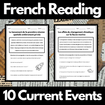 Preview of French Reading Current Events French News French Reading Comprehension