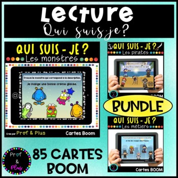 Preview of French Reading Guess Who? BUNDLE-BOOM Cards | Lecture Qui suis-je? Cartes BOOM