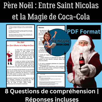 Preview of French Reading Worksheets|Handouts|History of Santa Claus|Histoire du Père Noel