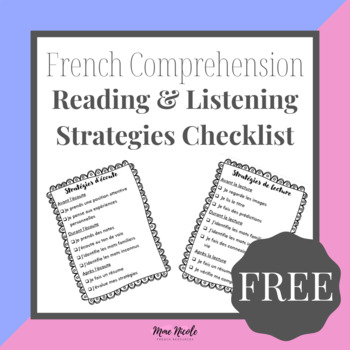 Preview of FREE: French Comprehension - Reading Strategies & Listening Strategies Checklist