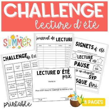 Preview of French Reading Summer Challenge - Défi Lecture d' été
