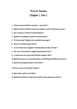 Preview of French Reading Vive le Taureau by Blaine Ray Comprehension Questions