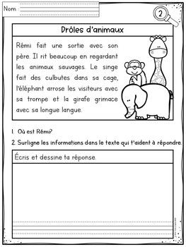 French Reading and Making Inferences | Compréhension de lecture | TPT