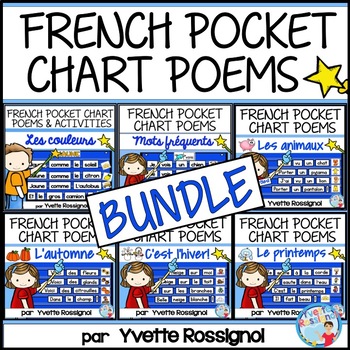 Preview of French Reading with Pocket Chart Poems BUNDLE | Poèmes pour tableau à pochettes