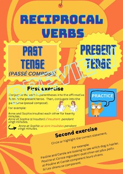 Preview of French - Reciprocal verbs - present and past conjugation - worksheet exercises