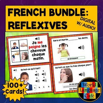 Preview of FRENCH REFLEXIVE VERBS BOOM CARDS BUNDLE ⭐French Boom Cards ⭐ Reflexives Verbs