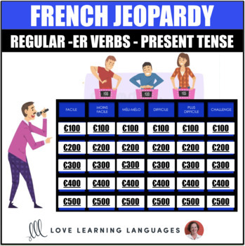 Preview of French Regular ER Verbs - Present Tense Jeopardy Style Review Game - PowerPoint