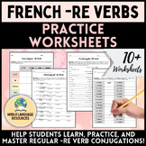 French Regular -RE Verbs Practice Worksheets