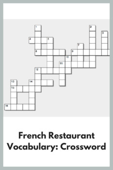 French Restaurant Vocabulary Crossword by Real Life Language TPT