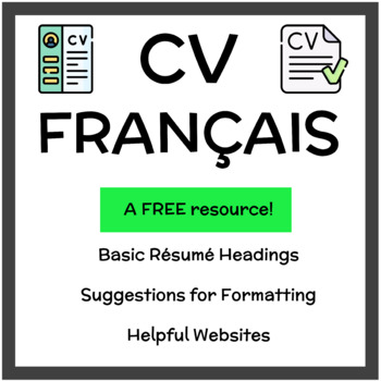 Preview of French Résumé Outline (Curriculum vitae / CV)