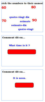 Preview of French Review Game: Numbers, Telling Time, Days of the Week