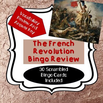 Preview of French Revolution Bingo Review with 30 Scrambled Cards and Vocab Handout