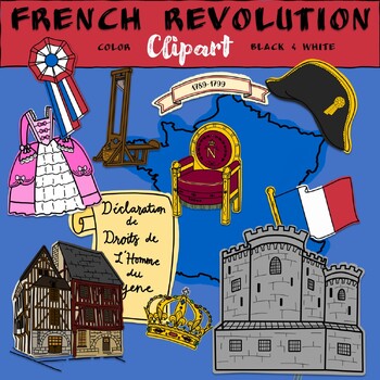 Preview of French Revolution Clip art - Color AND Printer friendly black & white