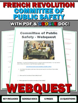 Preview of French Revolution Committee of Public Safety - Webquest with Key (Google Doc)