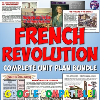 Preview of French Revolution Unit Plan Bundle: Activities, Map, Projects, Worksheets, More