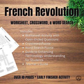 Preview of French Revolution Crossword Puzzle, Word Search & Worksheet: Early Finish