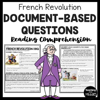 Preview of French Revolution Document Based Questions Worksheet DBQ