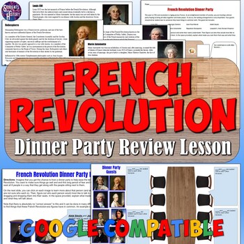 Preview of French Revolution Dinner Party Project Activity