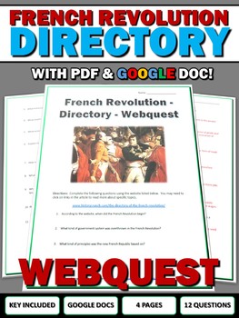 Preview of French Revolution Directory - Webquest with Key (Google Doc Included)