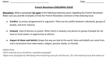 Enduring Issues Student Centered Activity (Chart Paper & Post-Its)