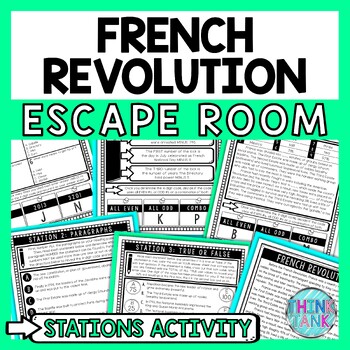 Preview of French Revolution Escape Room Stations - Reading Comprehension Activity