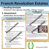 French Revolution Estates Reading Analysis + Assessment