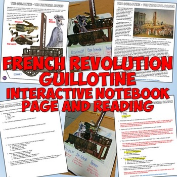 Preview of French Revolution Guillotine Interactive Notebook and Reading Worksheet