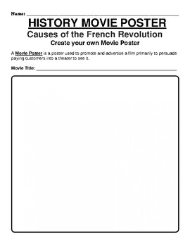 Preview of French Revolution "Movie Poster" WebQuest & Worksheet Packet (12 Topics)
