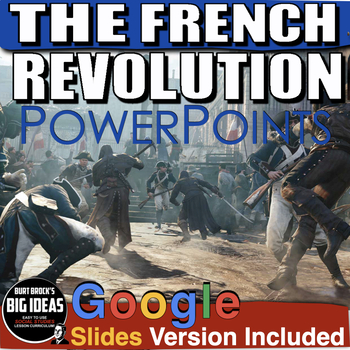 Preview of French Revolution PowerPoint / Google Slides, Guided Notes, Speaker Notes + Quiz