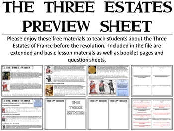 Preview of French Revolution - The Three Estates - Free Resource