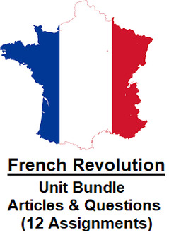 Preview of French Revolution Unit Articles & Questions Bundle (12 Word Assignments)