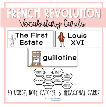 Preview of French Revolution Vocabulary Cards + Hexagonal Thinking