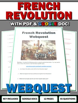 Preview of French Revolution - Webquest with Key (Google Docs Included)