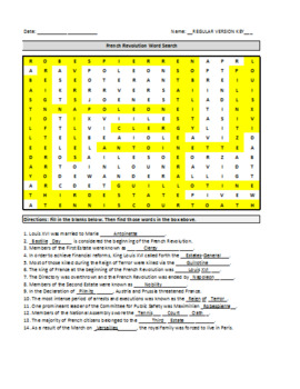 Preview of French Revolution Word Search