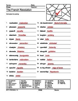 French Revolution Word Search and Word Scramble Printable Worksheets