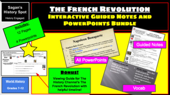 Preview of French Revolution World History Bundle (PowerPoints, Vocab, Guided Notes)