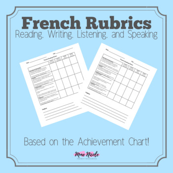 Preview of French Rubric Bundle - Reading, Writing, Listening & Speaking (EDITABLE)