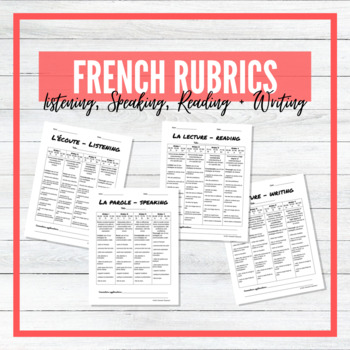 Preview of French Rubrics - All 4 Strands - Listening, Speaking, Reading, Writing