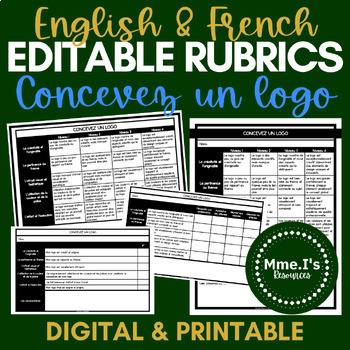 Preview of French Editable Rubrics Pack | Design a Logo Assignment | Digital & Print