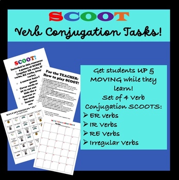 Preview of French SCOOT! Non-digital Verb Conjugation Task Card/Game/Activity