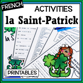 Preview of French Saint-Patrick/Saint Patrick’s Day-Activities-decoding-mots croisés & more