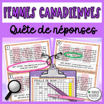 Preview of French Scavenger Hunt | reading comprehension | Femmes canadiennes