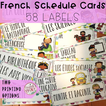 Preview of French Schedule Cards for Classroom Timetable (Horaire de classe/Menu du jour)